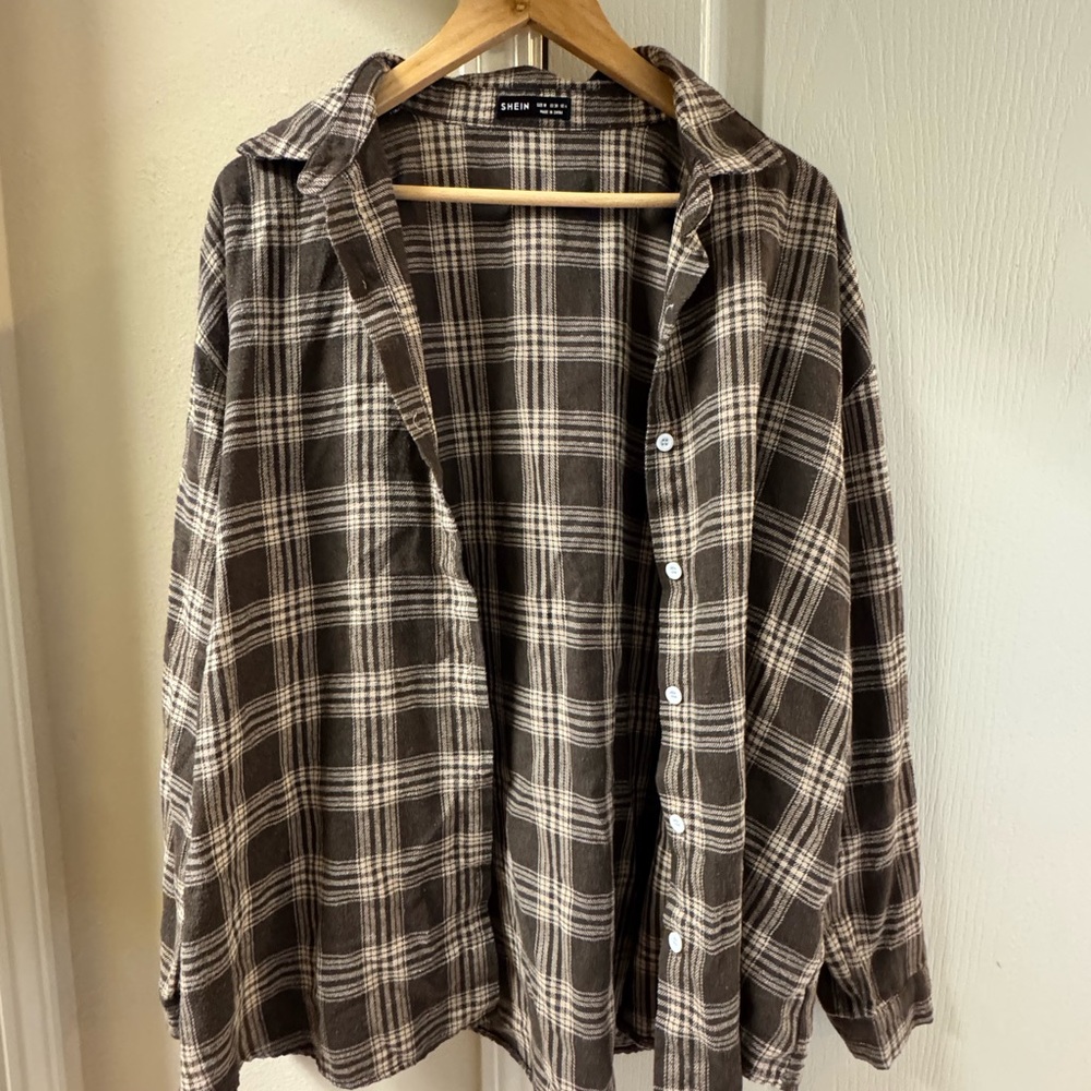 Checkered Brown and Cream Flannel